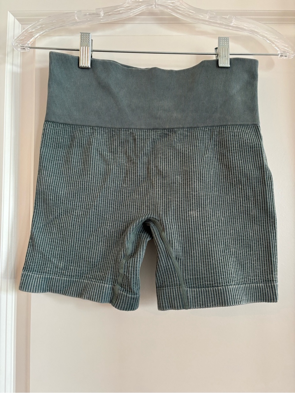 Target Ribbed High-Waist Bike Shorts — Slate Blue-Green